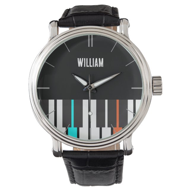 Personalised Name Piano Keyboard Musician's Watch (Front)
