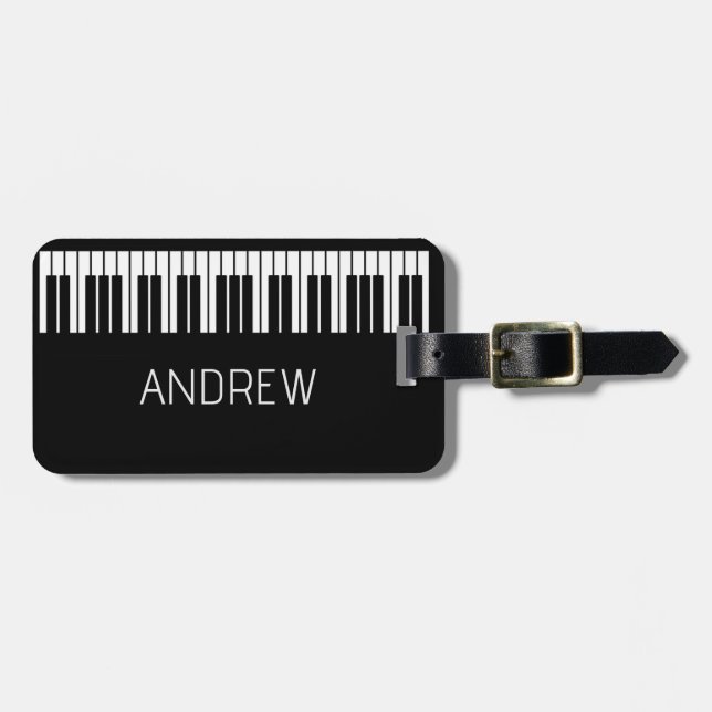  Personalised Name Piano Musician Gift Luggage Tag (Front Horizontal)