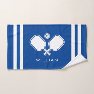 Personalised Name Pickleball Deep Blue Stripes Hand Towel