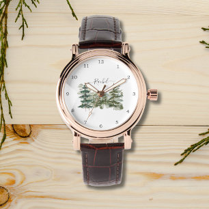 Personalised name Pine Forest and mountain Watch