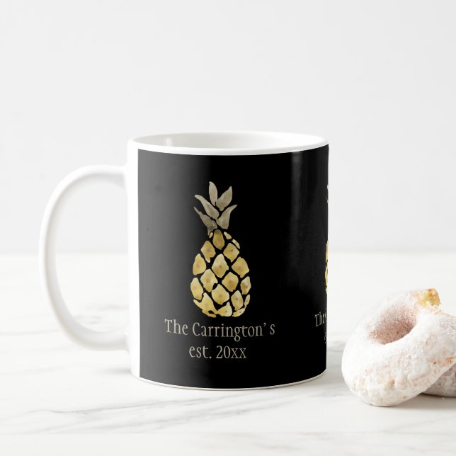 Personalised Name Pineapple Rustic Kitchen Coffee Mug (With Donut)