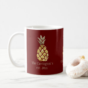 Personalised Name Pineapple Rustic Red Coffee Mug