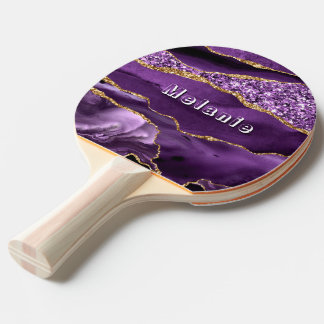 Personalised Name Ping Pong Paddle Purple and Gold