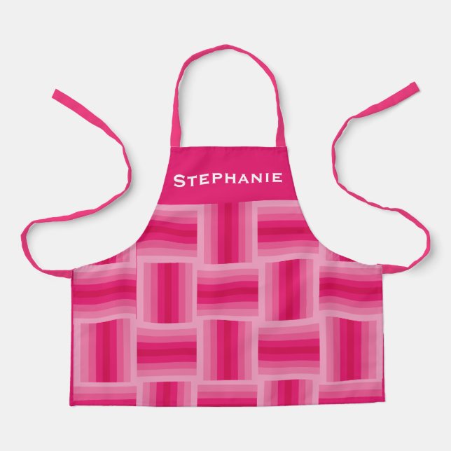 Personalised Name Pink and Hot Pink Design Apron (Front)