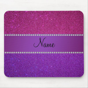 Personalised name pink and purple glitter mouse mat