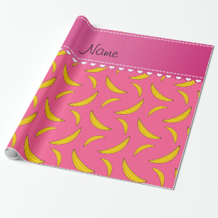 Personalised name pink bananas wrapping paper