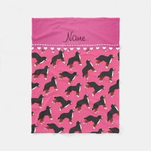 Personalised name pink Bernese Mountain dogs Fleece Blanket
