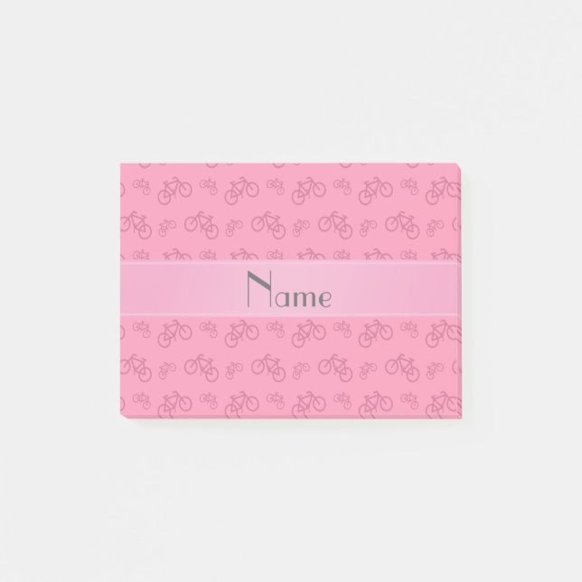 Personalised name pink bicycles post-it notes (Front)