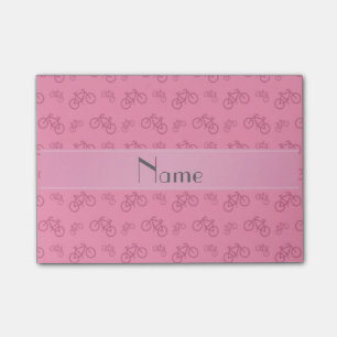 Personalised name pink bicycles post-it notes