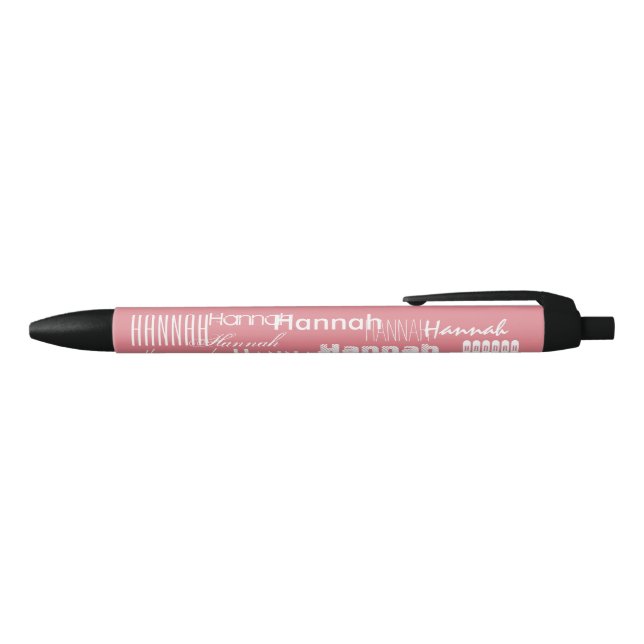 Personalised Name Pink Black Ink Pen (Top)