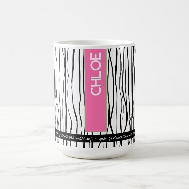 Personalised Name Pink & Black Modern    Coffee Mug (Center)