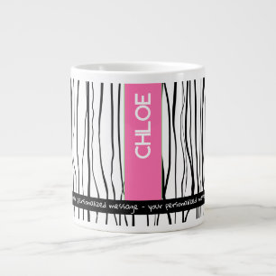Personalised Name Pink & Black Modern    Large Coffee Mug