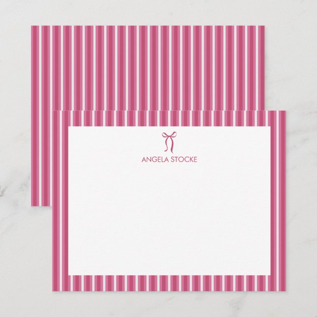 Personalised Name Pink Bow Card (Front/Back)