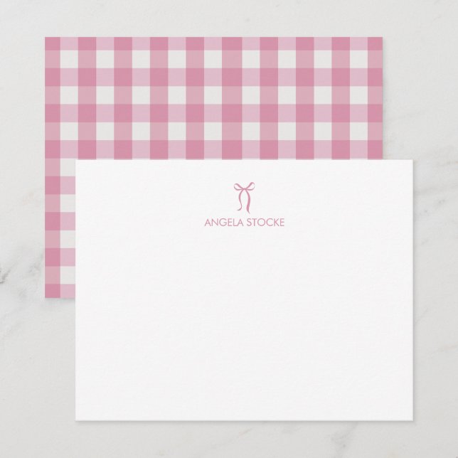 Personalised Name Pink Bow Card (Front/Back)