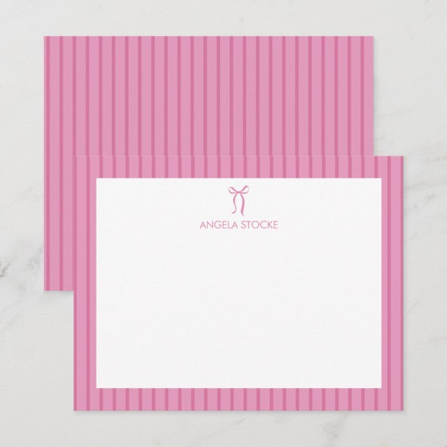 Personalised Name Pink Bow Card (Front/Back)