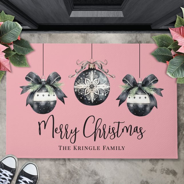 Personalised Name Pink Christmas Doormat (Personalized Name Pink Christmas Doormat)