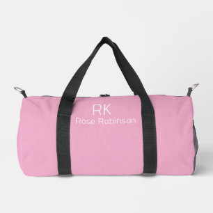Personalised Name Pink Colour Stylish Minimal Gym Duffle Bag