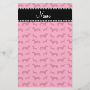 Personalised name pink dachshunds stationery