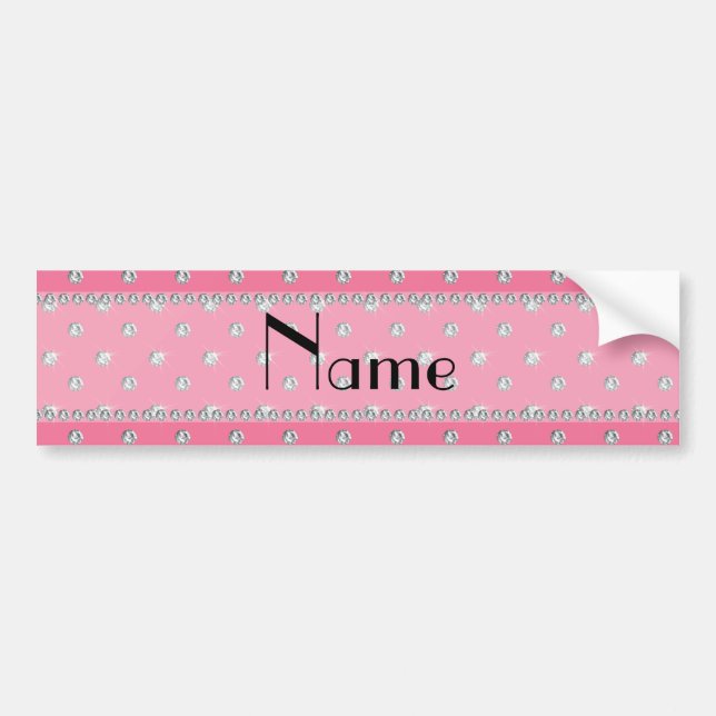 Personalised name pink diamonds bumper sticker (Front)