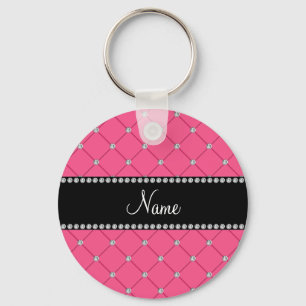 Personalised name Pink diamonds Key Ring