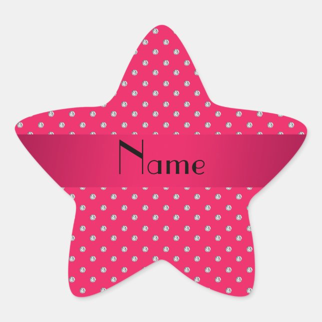 Personalised name pink diamonds star sticker (Front)