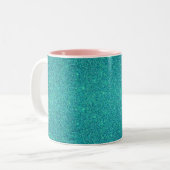 Personalised name pink elephant turquoise glitter Two-Tone coffee mug (Front Left)