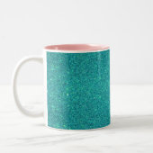 Personalised name pink elephant turquoise glitter Two-Tone coffee mug (Left)