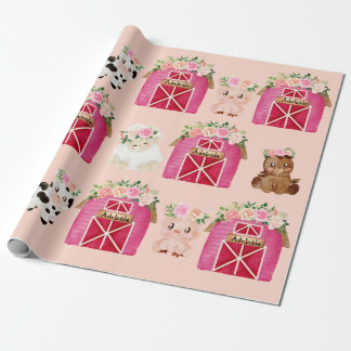 Personalised Name Pink Farm/ Floral Barn Gift Wrap