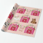 Personalised Name Pink Farm/ Floral Barn Gift Wrap