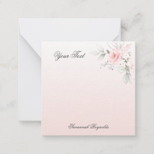 Personalised Name PINK FLORAL ROSES Notepad Card
