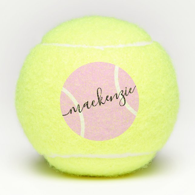 Personalised Name Pink Girly Design  Tennis Balls (Front)