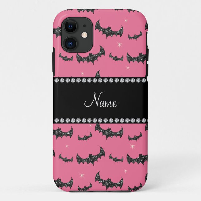 Personalised name pink glitter bats Case-Mate iPhone case (Back)