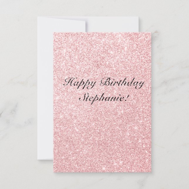Personalised Name Pink Glitter Birthday Card (Front)