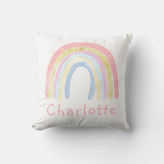Personalised Name Pink Glitter cute  Throw Pillow (Front)