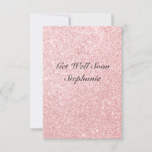 Personalised Name Pink Glitter Get Well Soon Card