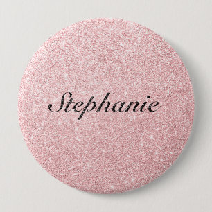 Personalised Name Pink Glitter Sparkle Style 10 Cm Round Badge