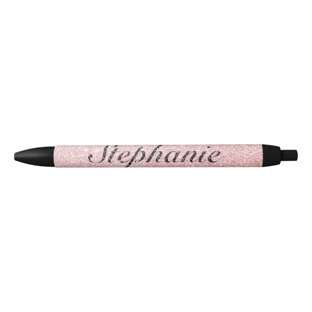Personalised Name Pink Glitter Sparkle Style Black Ink Pen (Front)