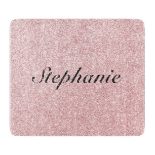 Personalised Name Pink Glitter Sparkle Style Cutting Board