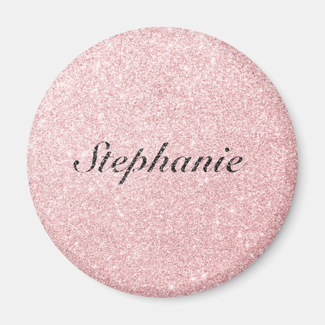 Personalised Name Pink Glitter Sparkle Style Magnet (Front)