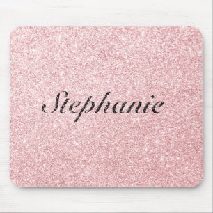 Personalised Name Pink Glitter Sparkle Style Mouse Mat