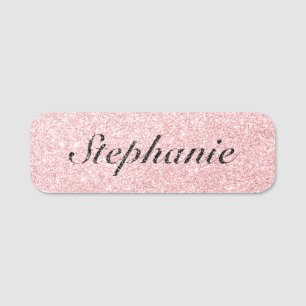 Personalised Name Pink Glitter Sparkle Style Name Tag