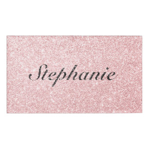 Personalised Name Pink Glitter Sparkle Style Name Tag