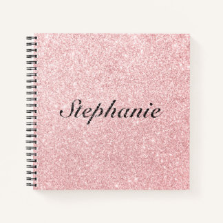Personalised Name Pink Glitter Sparkle Style Notebook