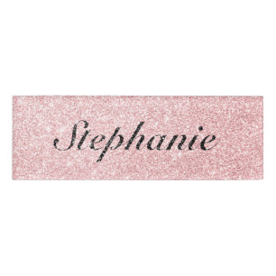 Personalised Name Pink Glitter Sparkle Style Tag