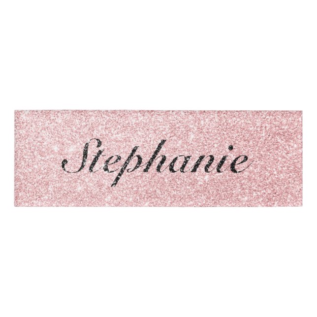 Personalised Name Pink Glitter Sparkle Style Tag (Front)