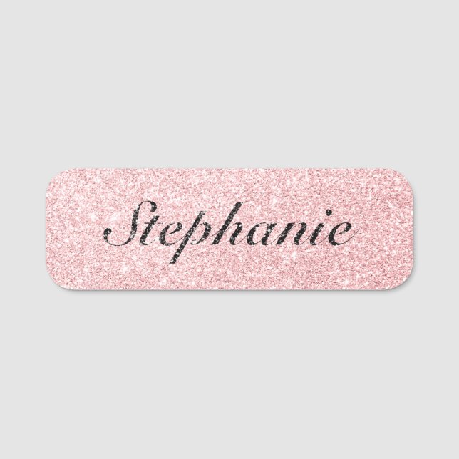 Personalised Name Pink Glitter Sparkle Style Tag (Front)