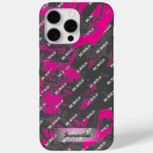 Personalised Name Pink Grey Marble iPhone 15 Pro Max Case