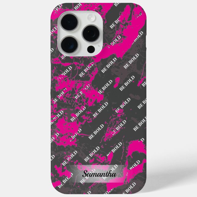 Personalised Name Pink Grey Marble Case-Mate iPhone Case (Back)