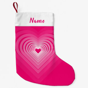 Personalised Name Pink Heart Christmas Stocking