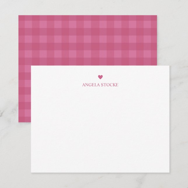 Personalised Name Pink Heart Note Card (Front/Back)